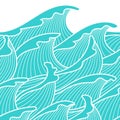 Seamless abstract pattern. Stormy waves. Vector illustration with ocean waves.